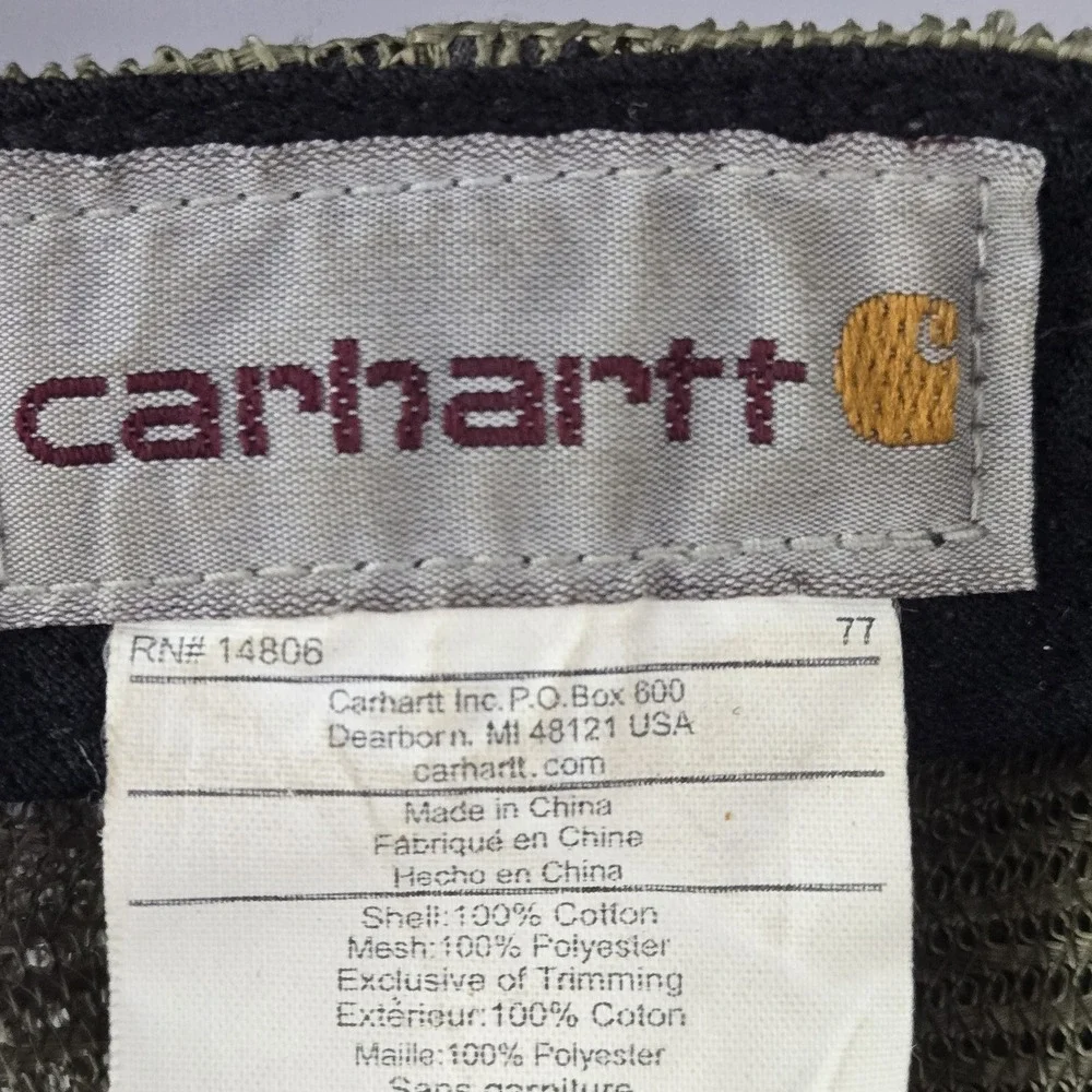Carhartt Men‎ Trucker Hat ONE SIZE Khaki Curved Snapback Embroidered